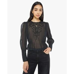 Mother Women Invisible Ink Sheer Lace The Straight Classic Blouse Top Size L